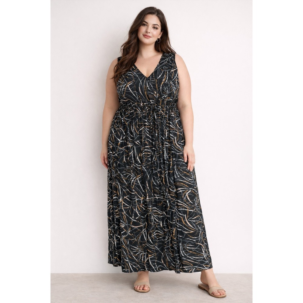 Ava & Viv Sleeveless Patterned Abstract Maxi‎ Dress Boho Summer Plus Size 3X